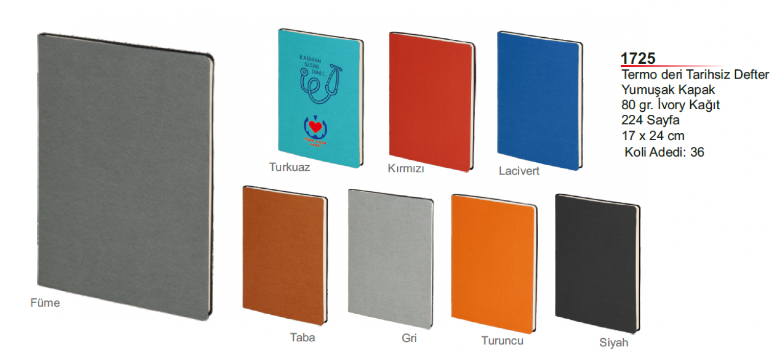 1725  Termo Deri Yumuşak Kapak Defter
