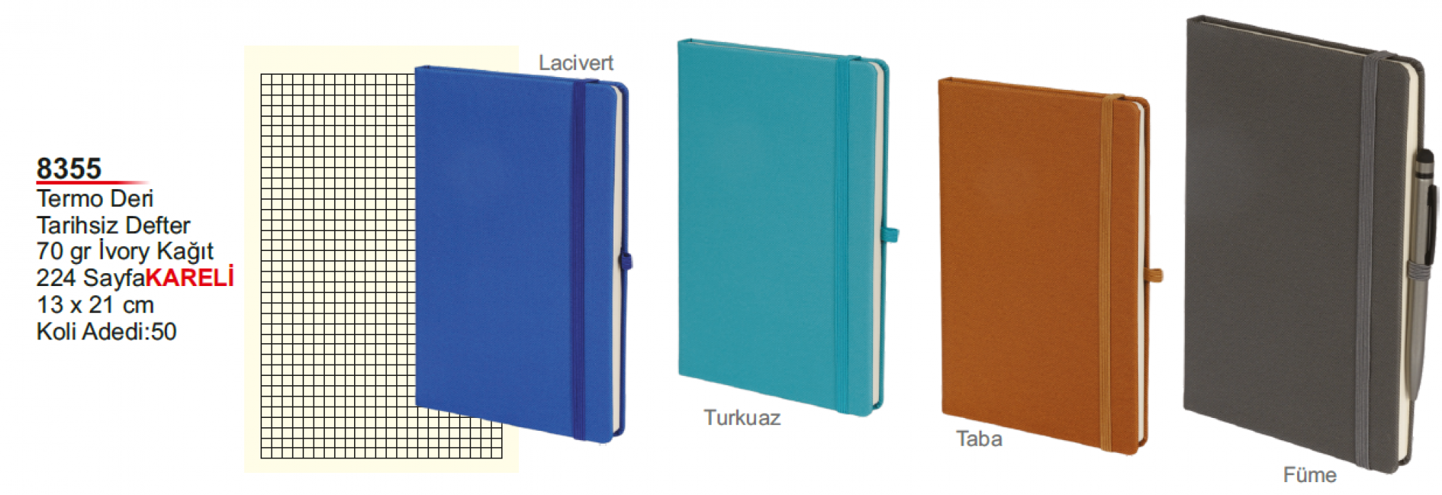 8355 Termo Deri Kareli Defter